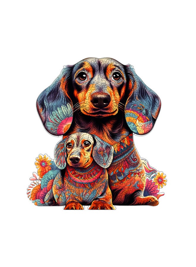 ألغاز الحيوانات الخشبية غير المنتظمة ثلاثية الأبعاد - ألعاب خشبية عابرة للحدود - لون: 【حقوق طبع ونشر حصرية】 علب من الكلاب الأم والكلاب الجراء A4 - Image 1